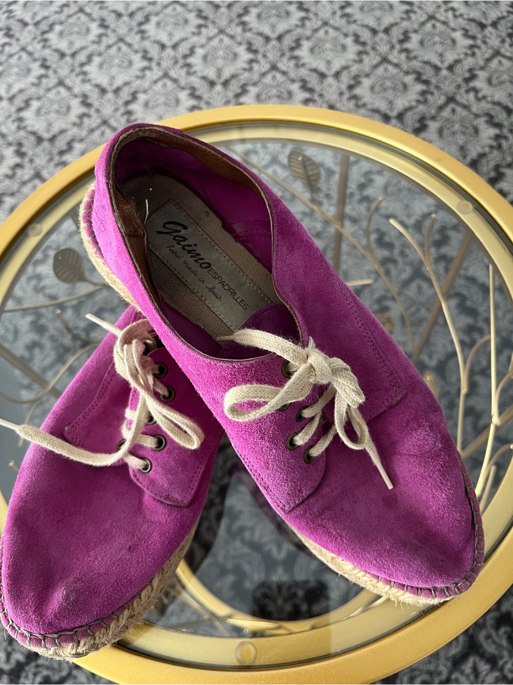 Bright Magenta Suede Lace-Up Espadrilles
